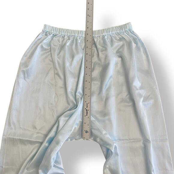 Vintage Barbizon Cuddleskin Pajama Set XL Blue Satin Lace Floral Embroidered‎ - Picture 9 of 16